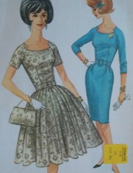 6518 MCCALLS 1962 RAGLAN  STRT OR FLARE DRESS, BELT PATTERN 12 32''